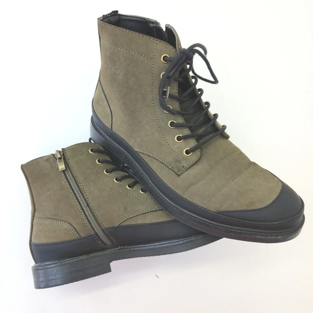 Unlisted Kenneth Cole Peyton Chukka Guard Men's Boots Olive Green Size 10 Zip Up